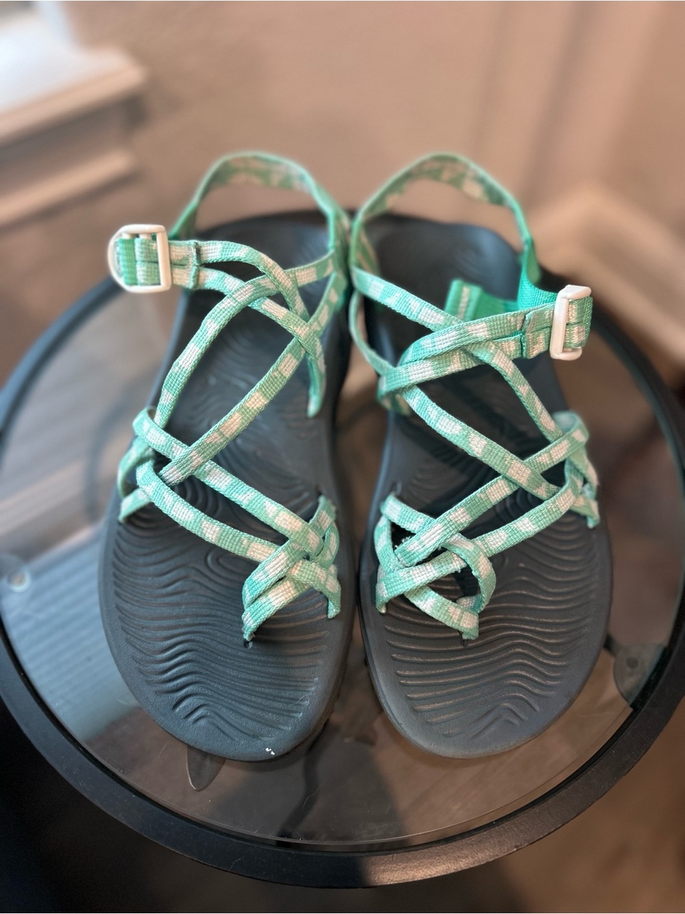 Chaco Strappy Teal & White Sport Sandals